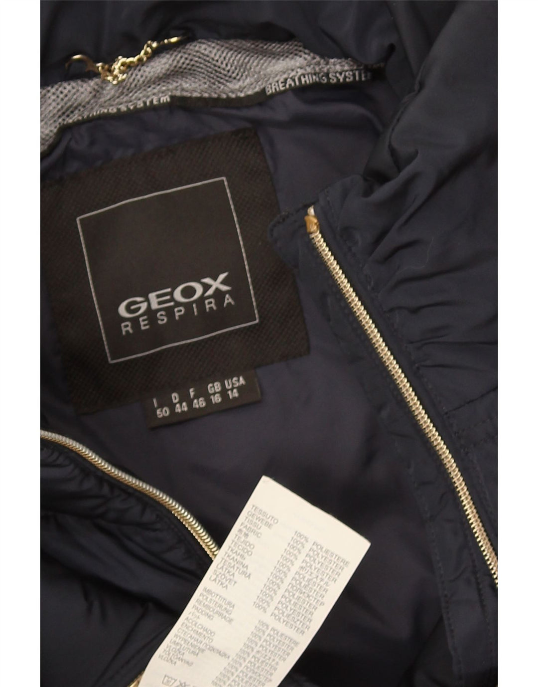 Γυναικείο μπουφάν Geox Respira με επένδυση UK 16 Large Navy Blue Polyester