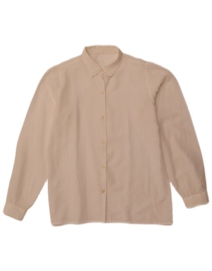 VINTAGE Γυναικείο Πουκάμισο Μπλούζα IT 42 Medium Off White Ριγέ