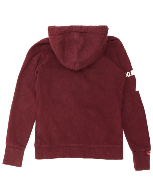Superdry γυναικείο πουλόβερ με κουκούλα με φερμουάρ UK 10 Small Burgundy Flecked
