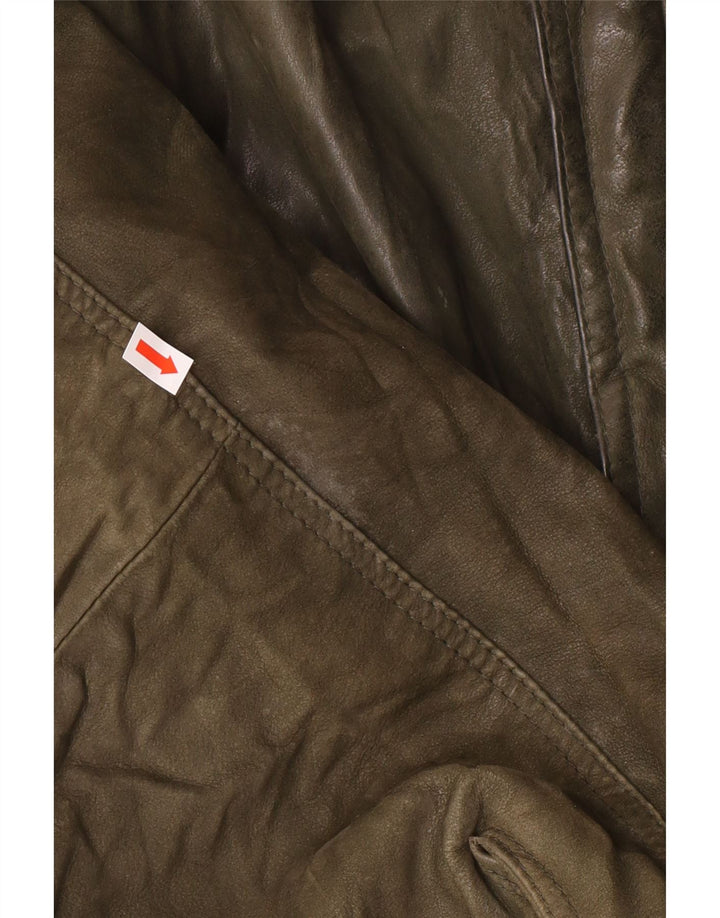 Vintage Ανδρικό Δερμάτινο Μπουφάν IT 52 XL Δερμάτινο Χακί