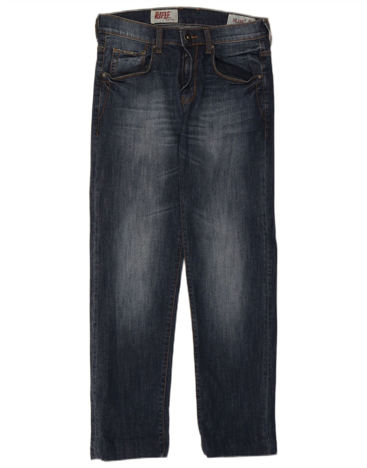 RIFLE Womens Slim Jeans IT 44 Medium W30 L29 Navy Blue Cotton