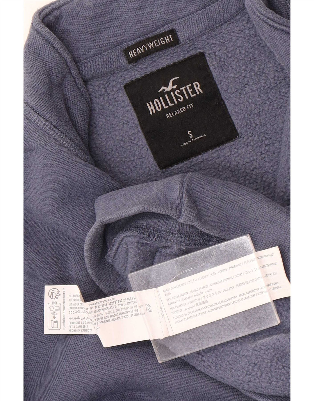 Ανδρικό φούτερ Hollister με φερμουάρ, πουκάμισο από μικρό μπλε βαμβακερό