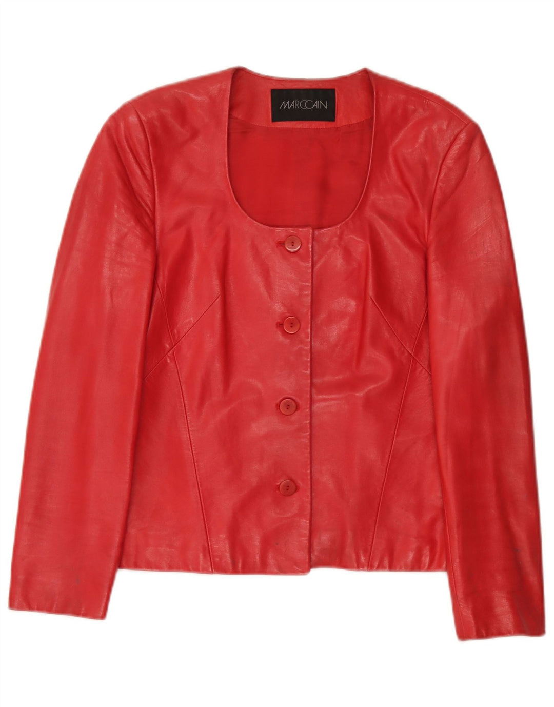 Marc Cain Γυναικείο δερμάτινο σακάκι με 4 κουμπιά US Small Red