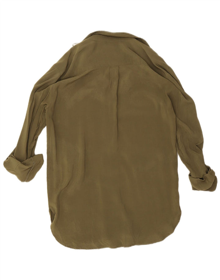 Zara Γυναικείο πουκάμισο Longline Μπλούζα UK 14 Medium Khaki