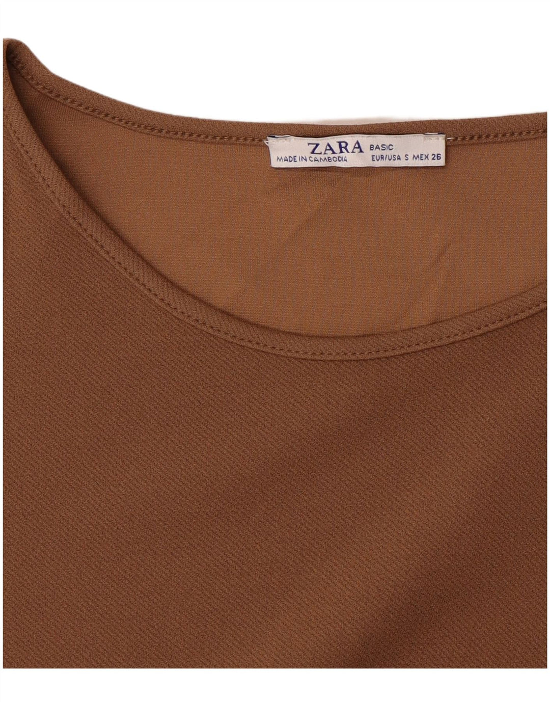 Zara Γυναικείο φόρεμα 3/4 Sleeve Shift UK 10 Small Brown