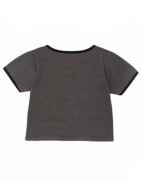 Champion γυναικείο μπλουζάκι Crop Top UK 14 Large Navy Blue ριγέ βαμβακερό