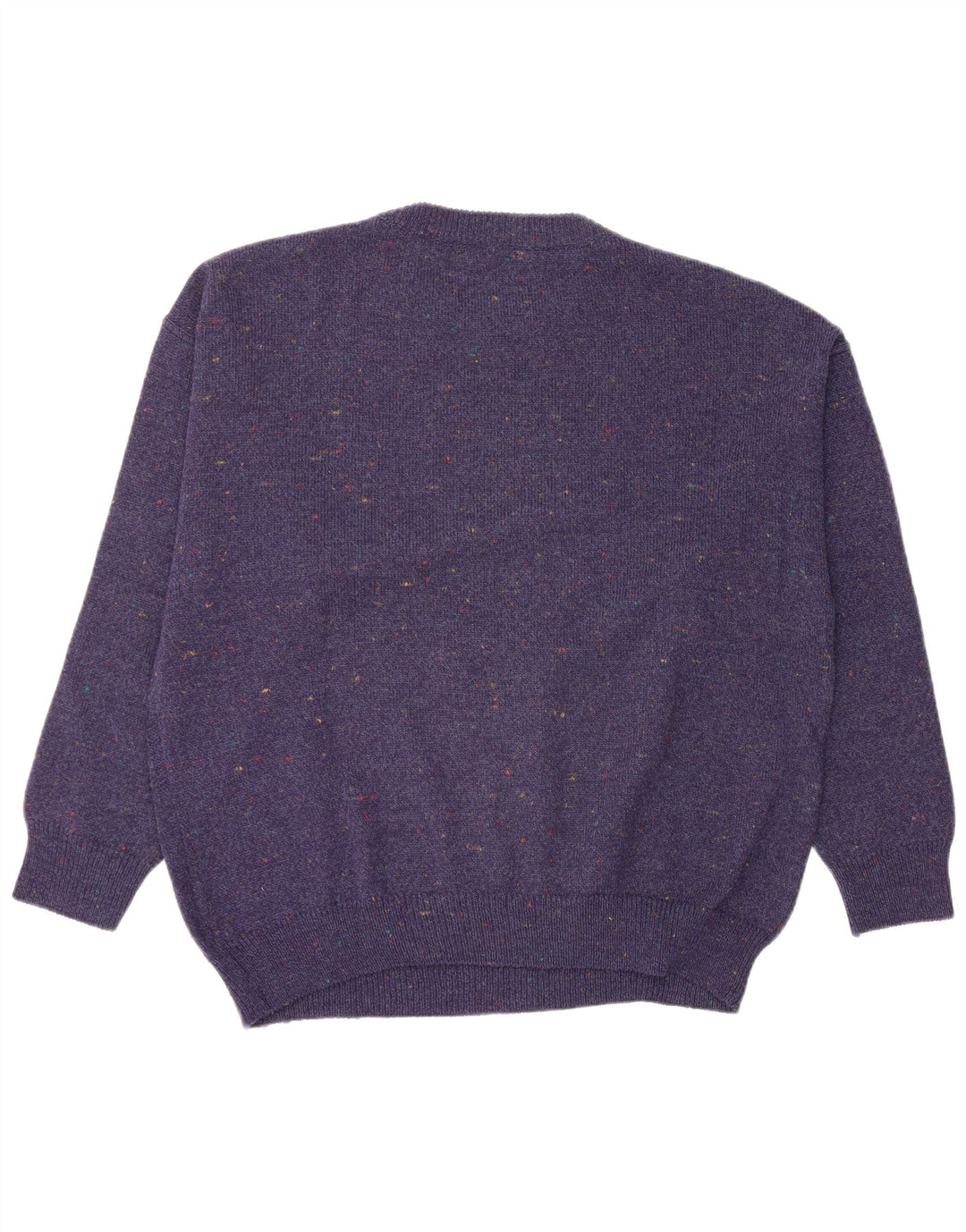 Vintage ανδρικό πουλόβερ με λαιμόκοψη μεσαίου μπλε γεωμετρικού μαλλί