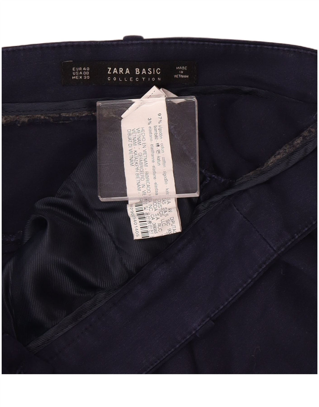 Zara Γυναικείο κωνικό παντελόνι Chino EU 40 Medium W30 L27 Navy Blue Classic