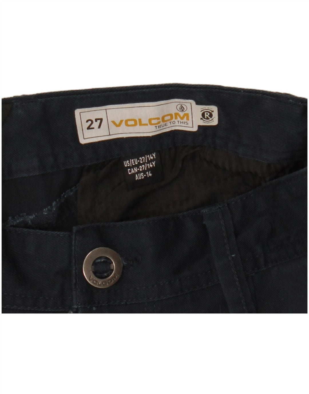 VOLCOM Boys Chino Shorts 13-14 Years W27 Navy Blue