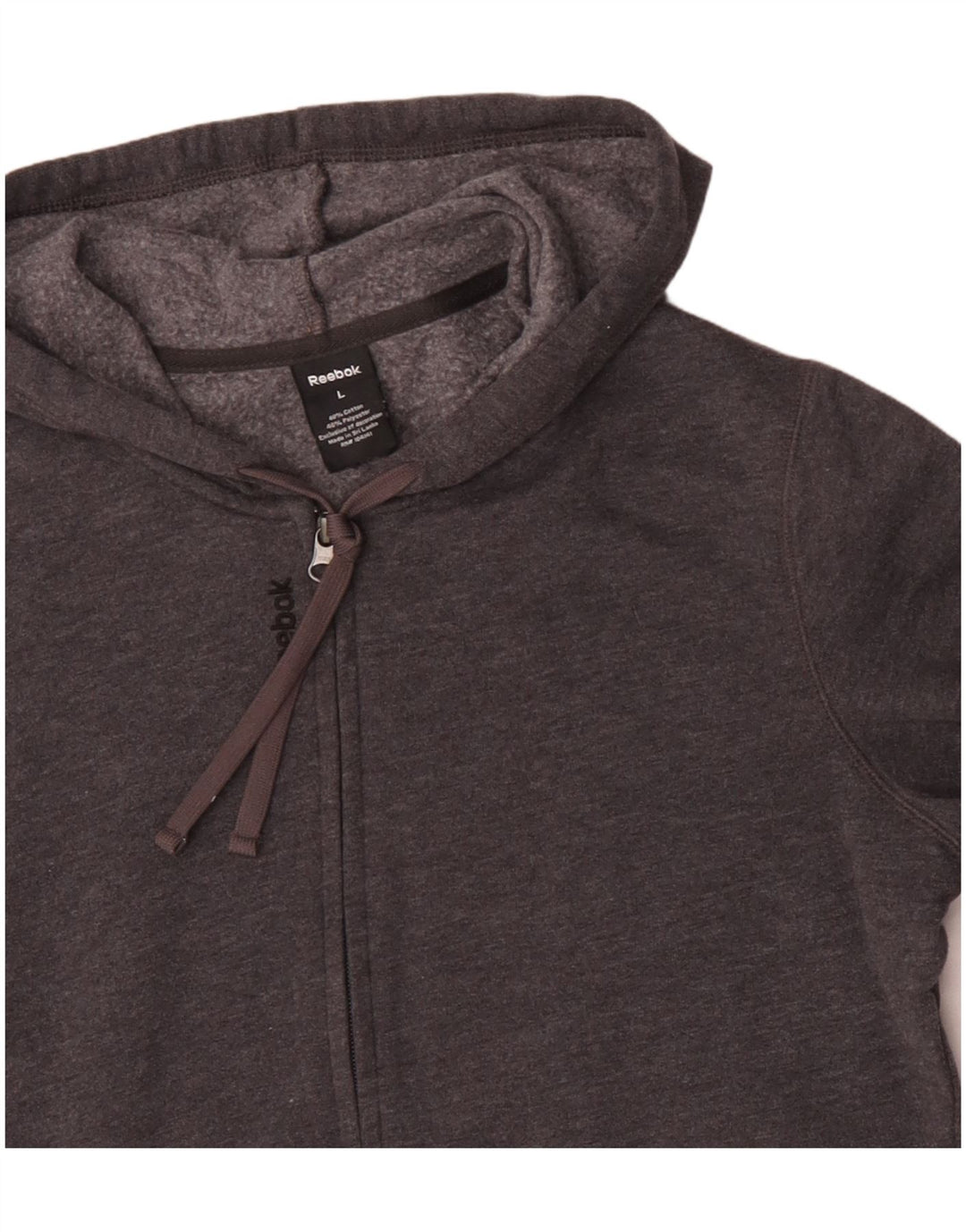 Ανδρικό πουλόβερ REEBOK με φερμουάρ με κουκούλα μεγάλο γκρι βαμβακερό