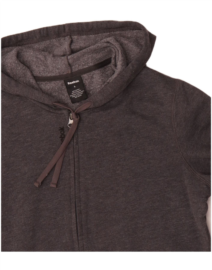 Ανδρικό πουλόβερ REEBOK με φερμουάρ με κουκούλα μεγάλο γκρι βαμβακερό