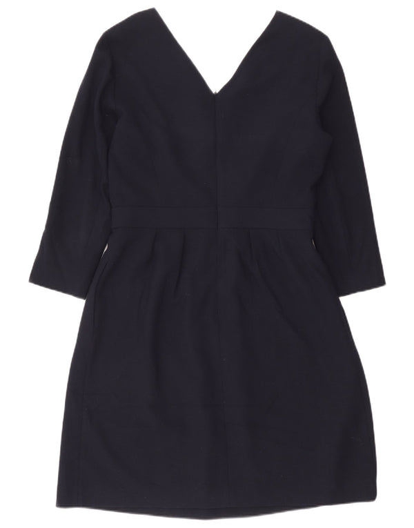 Massimo Dutti Womens 3/4 Sleeve A-Line Dress EU 42 Large Navy Blue
