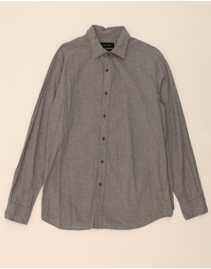MASSIMO DUTTI Mens Shirt Large Grey Houndstooth Vintage Massimo Dutti and Second-Hand Massimo Dutti from Messina Hembry 