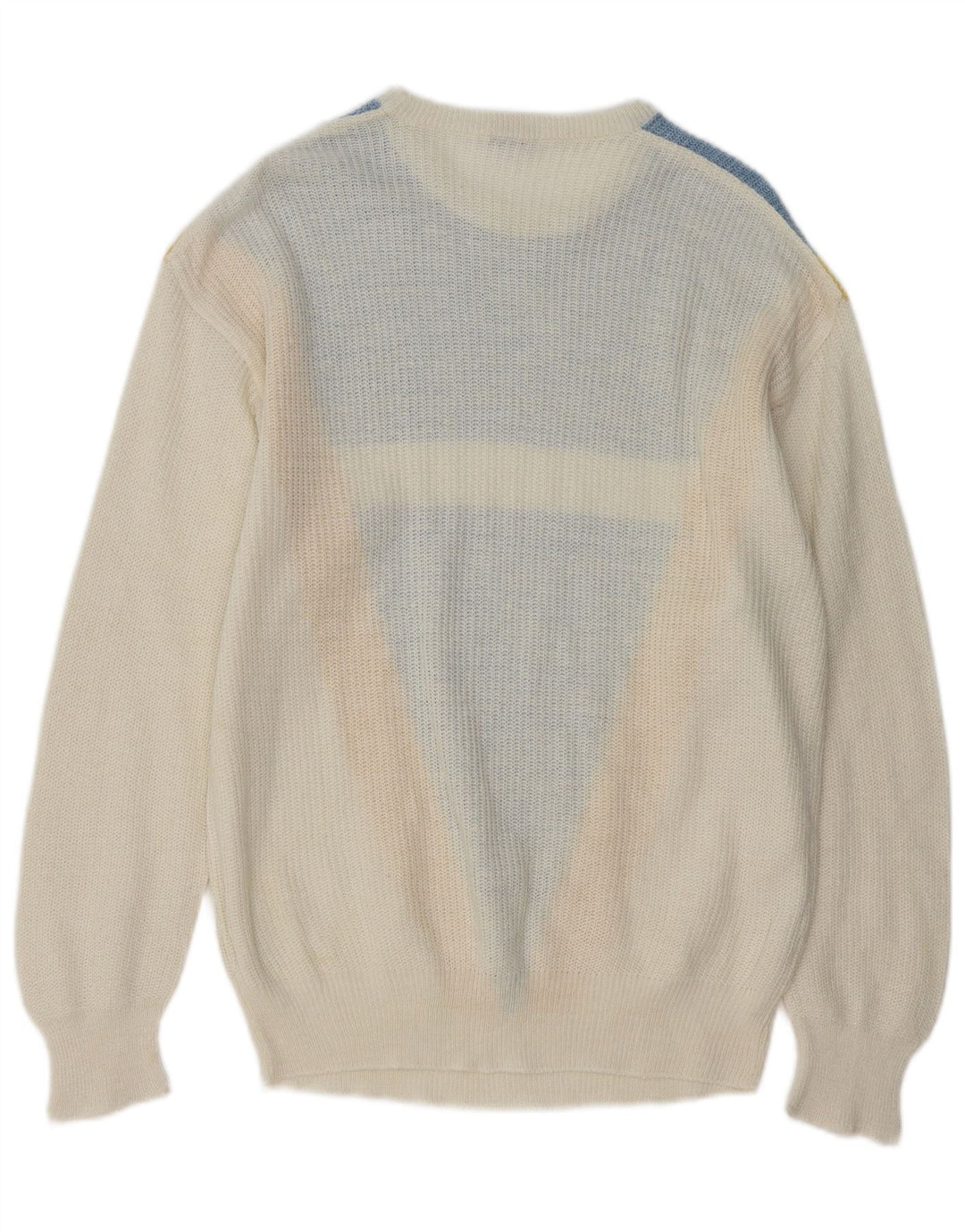 DALMINE Mens Crew Neck Jumper Sweater IT 52 Large White Colourblock
