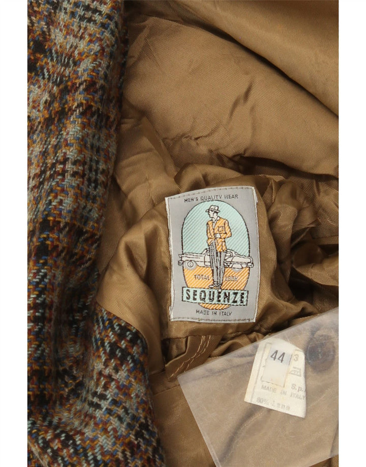 Vintage Ανδρικό τζάκετ με 2 κουμπιά σακάκι IT 44 XS μπεζ μαλλί Houndstooth