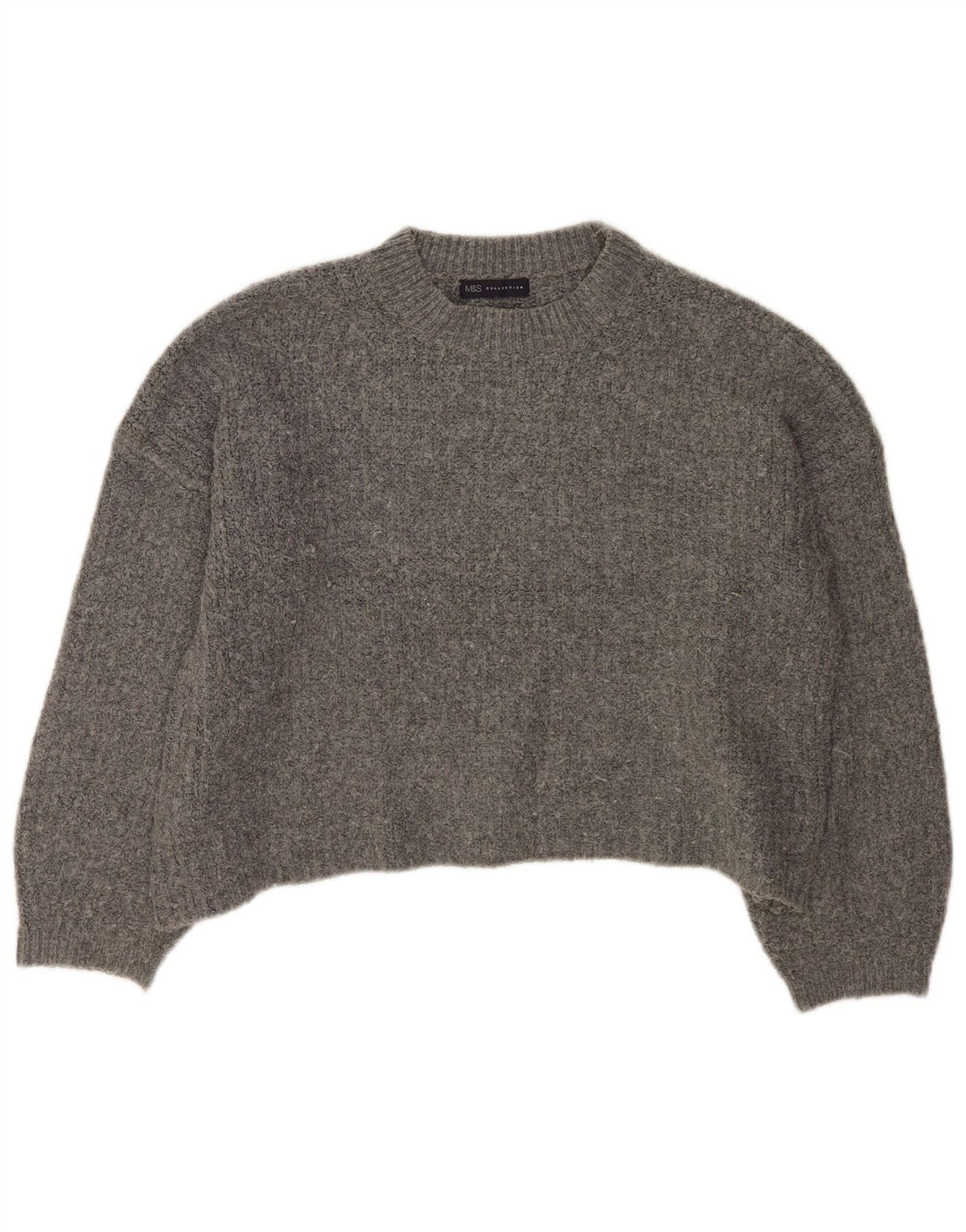 Marks & Spencer Γυναικείο πουλόβερ μεγάλου μεγέθους Crew Neck Jumper UK 16 Large Grey