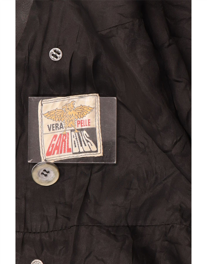 VINTAGE Γυναικείο Δερμάτινο Παλτό UK 12 Medium Black Leather