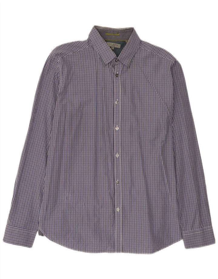 Ανδρικό πουκάμισο Ted Baker, νούμερο 5 XL, μπλε βαμβακερό Gingham