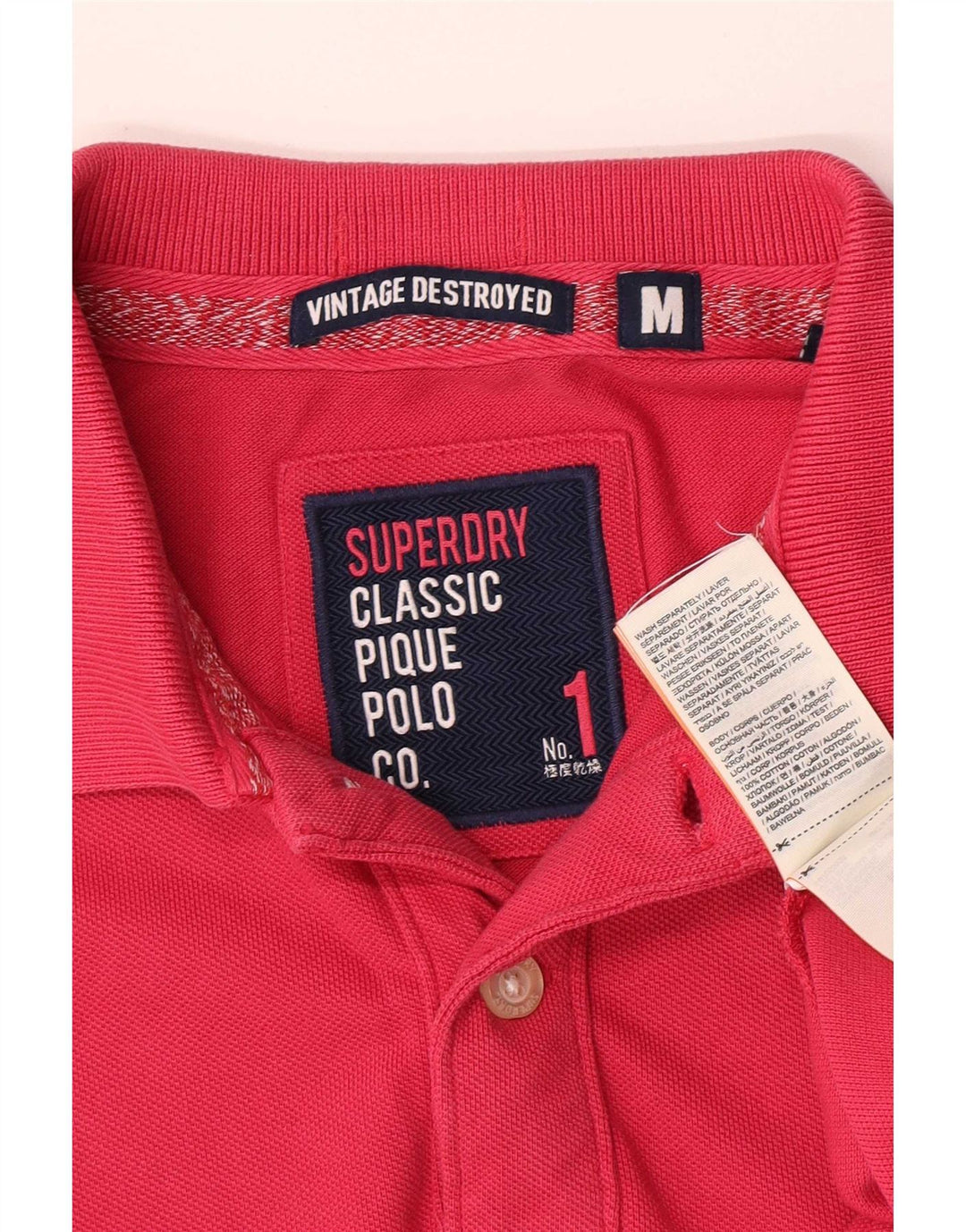Ανδρικό κοντομάνικο μπλουζάκι πόλο Superdry, μεσαίο ροζ βαμβακερό