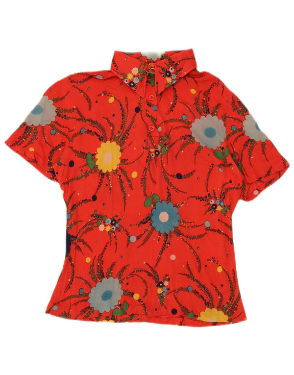 Vintage γυναικεία μπλούζα τοπ UK 10 Small Red Floral