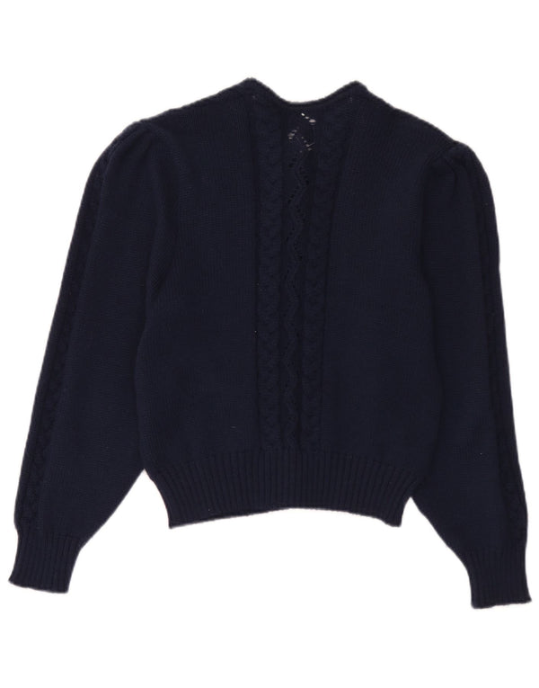 Geyer Womens Crop Cardigan Sweater EU 42 Large Navy Blue New Wool