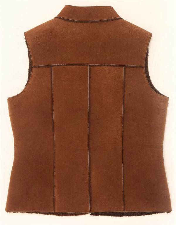 Modern Classics Γυναικείο Suede Sherpa Gilet UK 14 Μεγάλο καφέ δέρμα