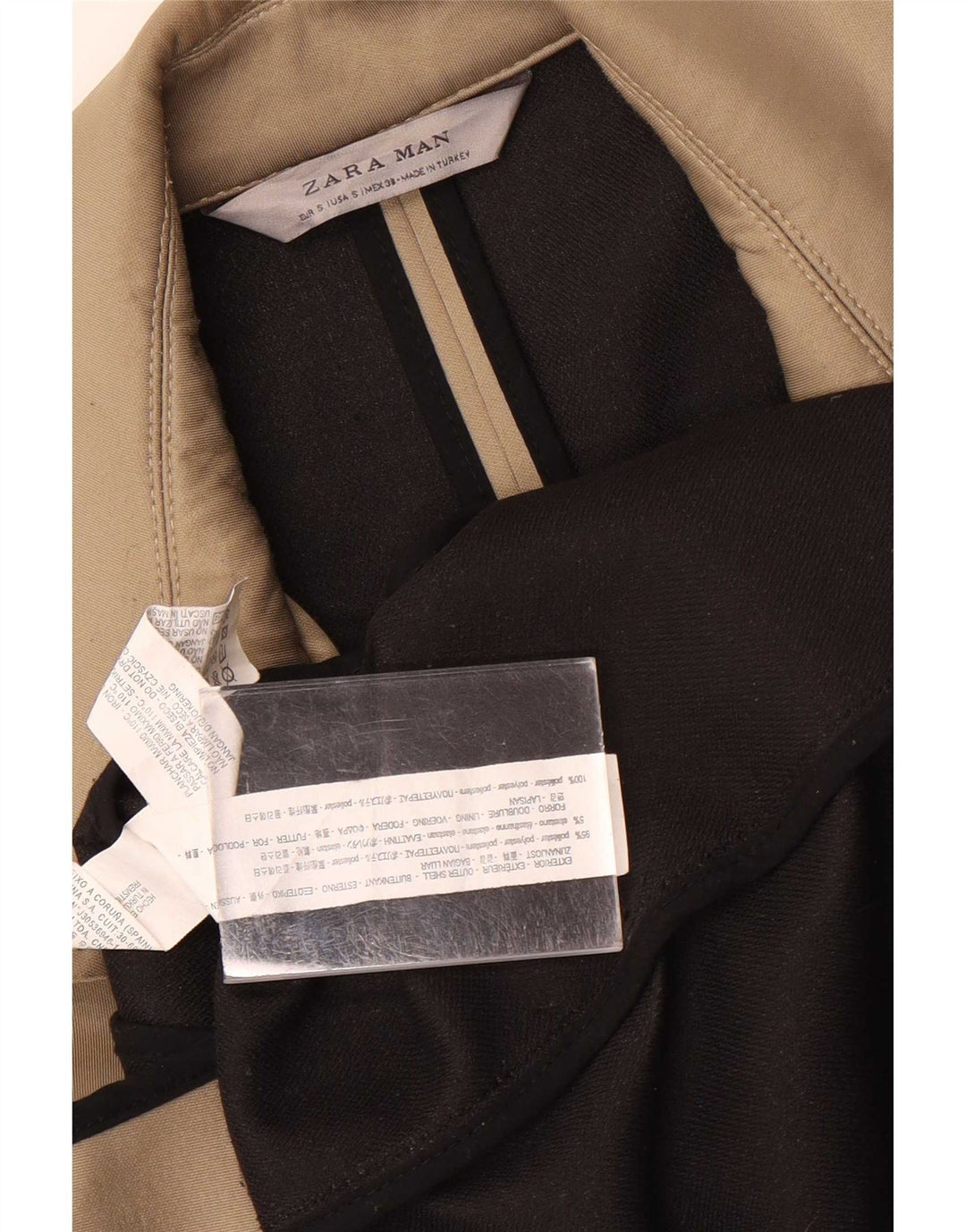 Zara Ανδρικό παλτό με διπλό στήθος UK 36 Small Beige Polyester