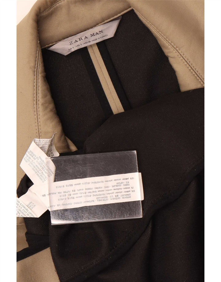 Zara Ανδρικό παλτό με διπλό στήθος UK 36 Small Beige Polyester