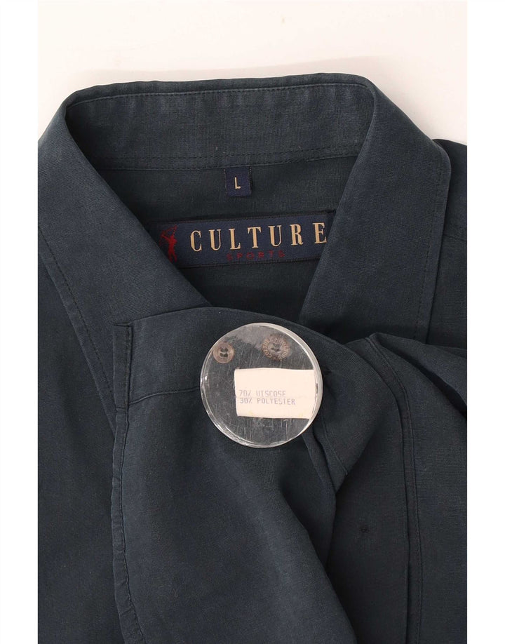 Vintage Ανδρικό Πουκάμισο Μεγάλο Navy Blue Viscose