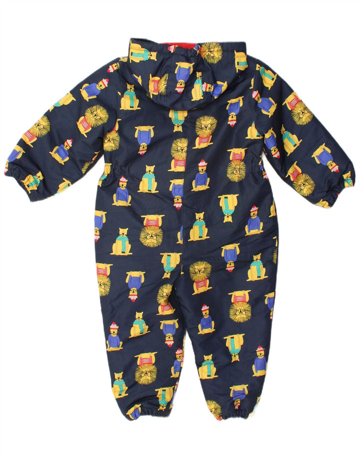JOULES Boys Outside Hooded Jumpsuit 2-3 Years Navy Blue Animal Print