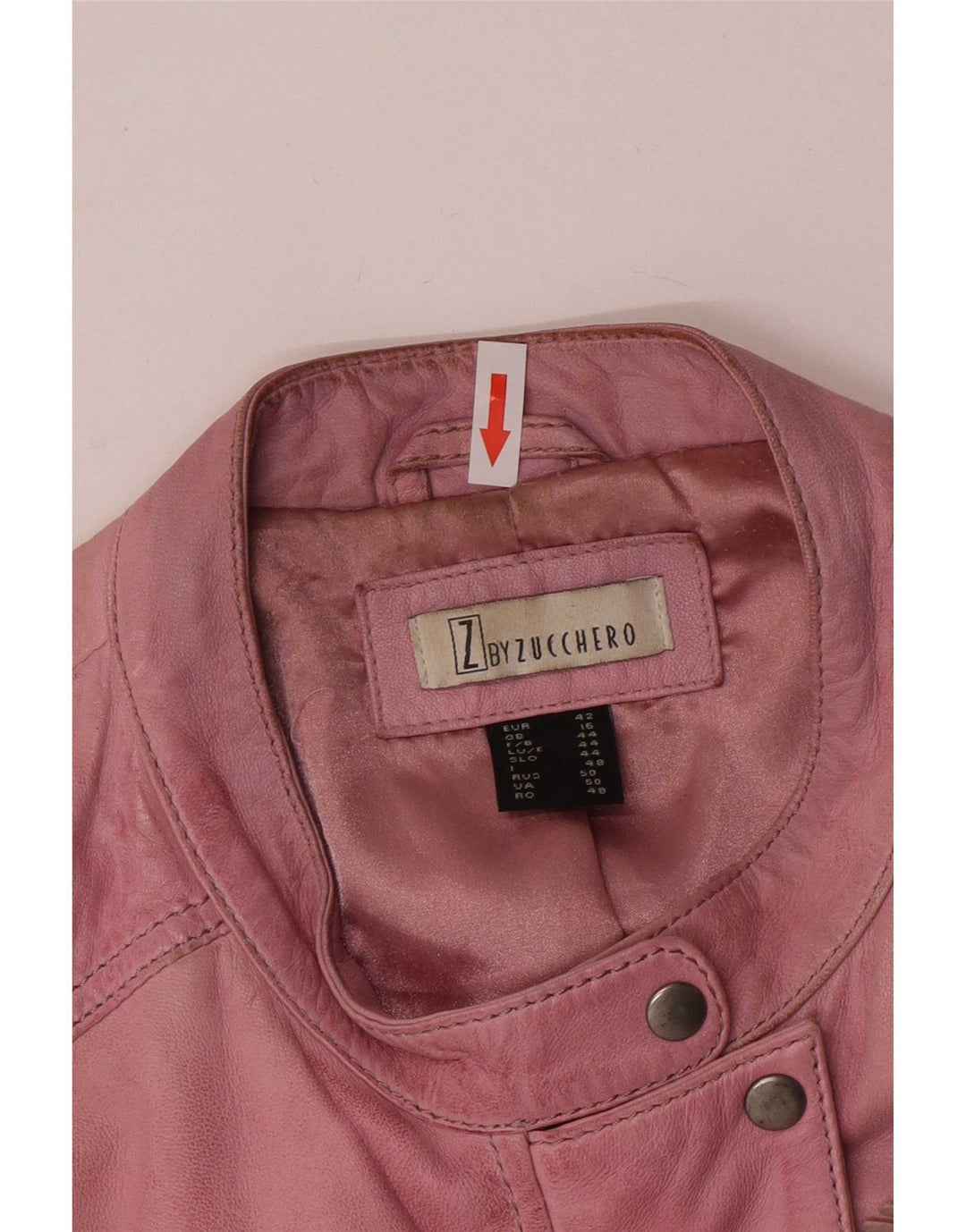 Zucchero Γυναικείο Biker Δερμάτινο Μπουφάν UK 16 Large Pink Leather