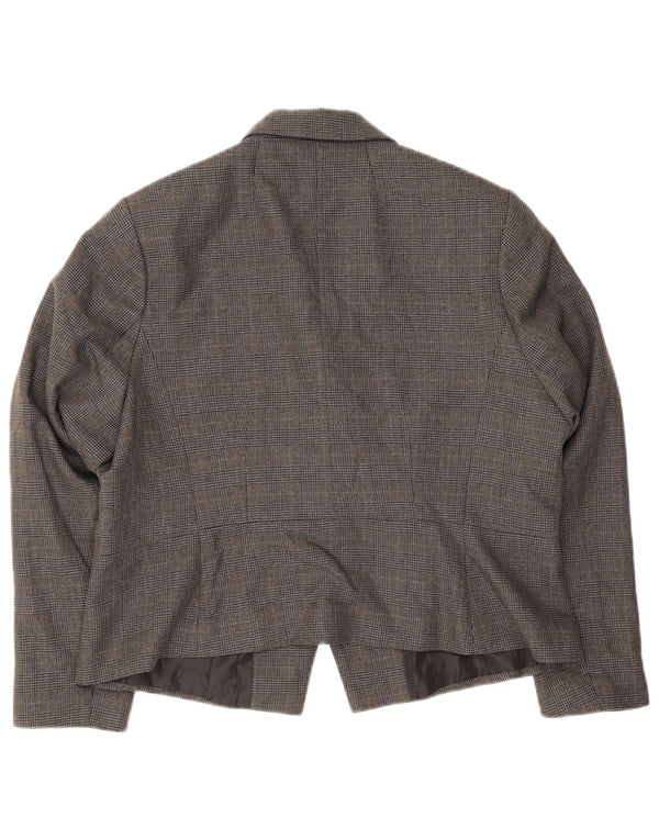 Marks & Spencer Womens 1 Button Blazer Jacket UK 18 XL Grey Check Polyester
