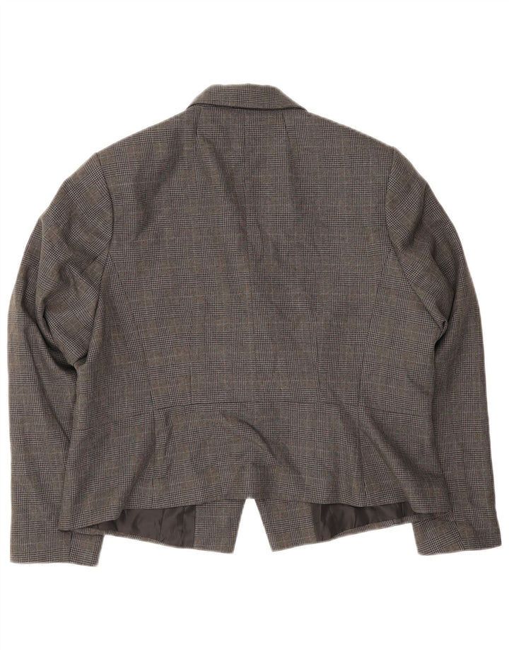Marks & Spencer Γυναικείο μπουφάν σακάκι με 1 κουμπί UK 18 XL Grey Check Polyester