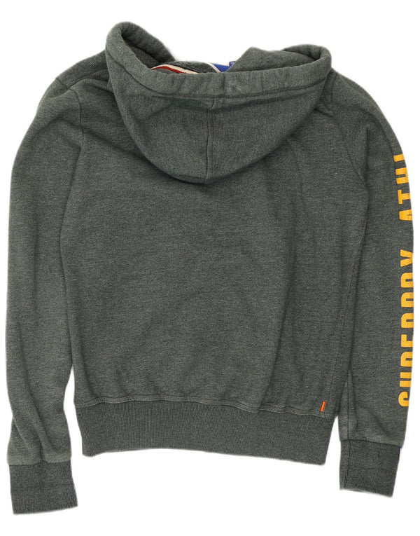 Superdry Mens Graphic Zip Hoodie Sweater Medium Green Flecked Cotton