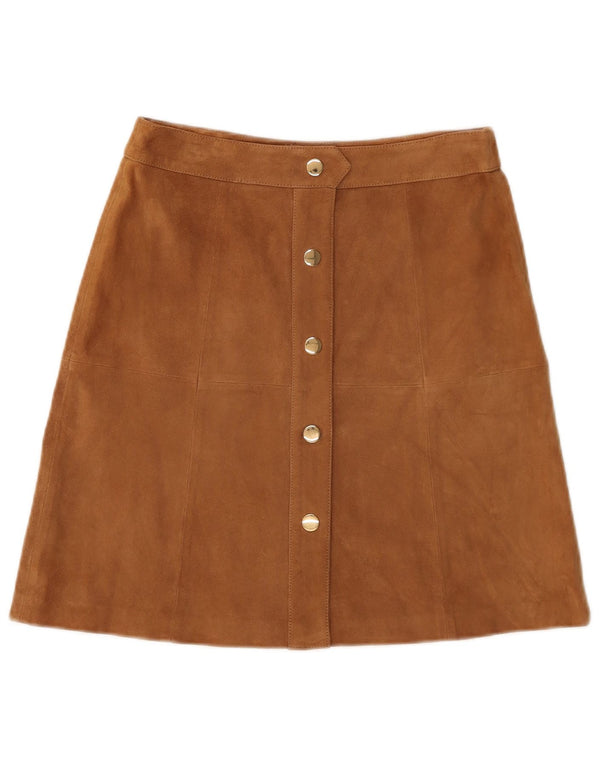 Luisa Spagnoli Γυναικεία Suede Mini Φούστα IT 40 Small W28 Καφέ Δερμάτινο