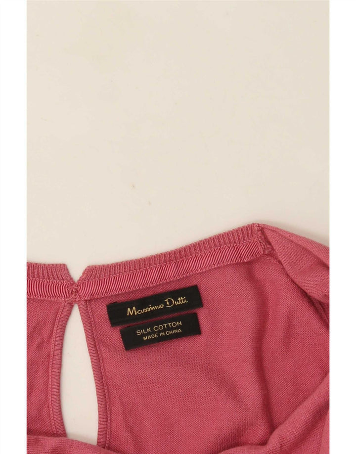 Massimo Dutti Γυναικείο μακρυμάνικο μπλουζάκι UK 12 Medium Pink Silk