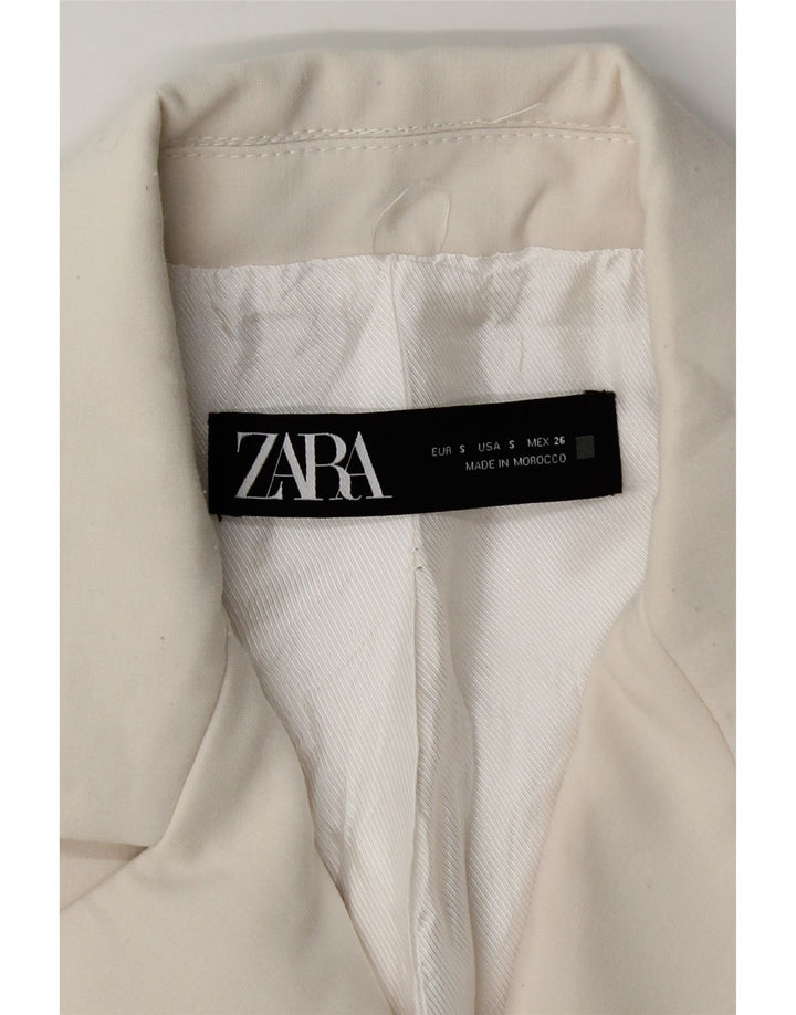 Zara Γυναικείο μπουφάν blazer διπλό στήθος UK 10 Small White Polyester