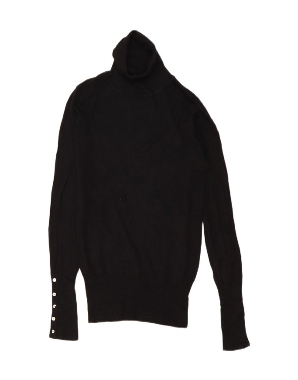 Zara Γυναικείο πουλόβερ με ρολό λαιμόκοψη UK 10 Small Black Rayon