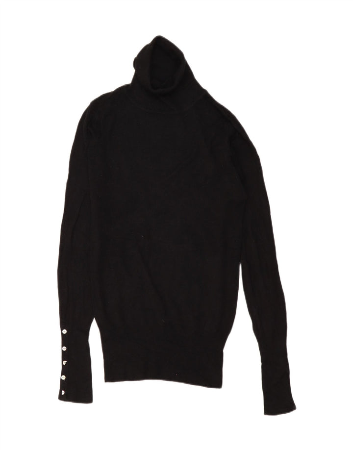 Zara Γυναικείο πουλόβερ με ρολό λαιμόκοψη UK 10 Small Black Rayon