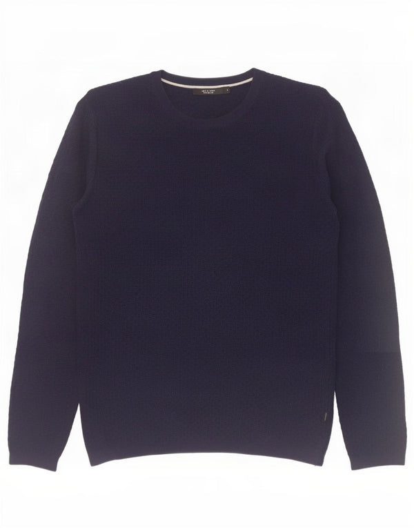 Jack & Jones Ανδρικό πουλόβερ με λαιμόκοψη μεγάλου μπλε βαμβακερό