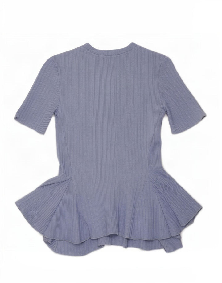 Zara Γυναικεία Crop Asymmetric Μπλούζα Τοπ UK 8 Small Blue