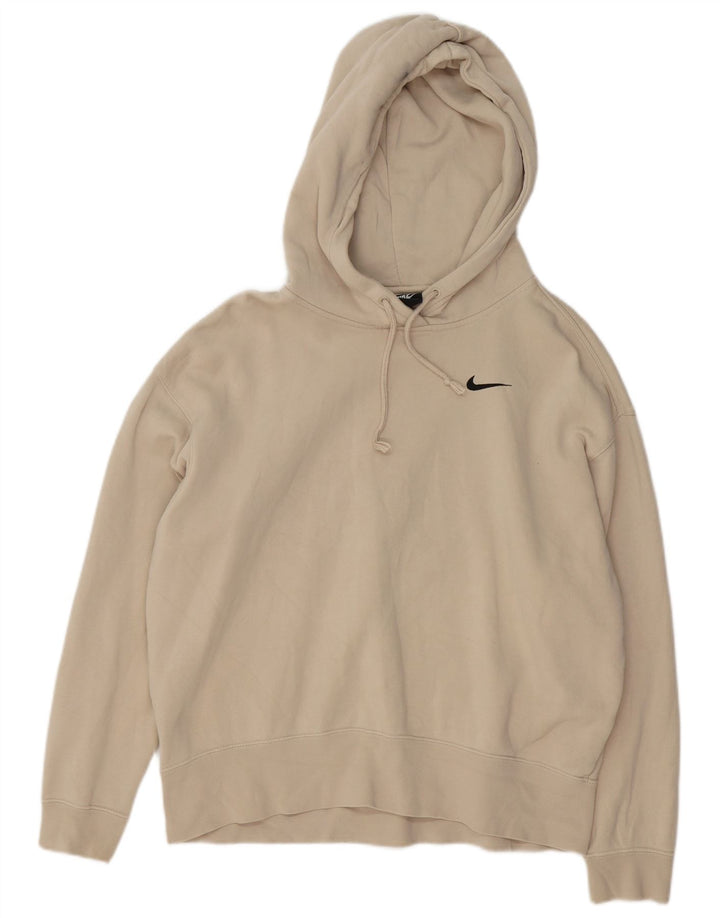 NIKE Womens Oversized Hoodie Jumper UK 14 Medium Beige Cotton Vintage Nike and Second-Hand Nike from Messina Hembry 