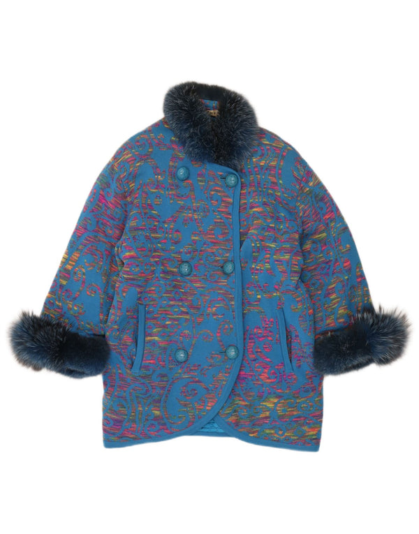 STIZZOLI Γυναικείο πλεκτό διπλό παλτό UK 20 2XL Blue Paisley