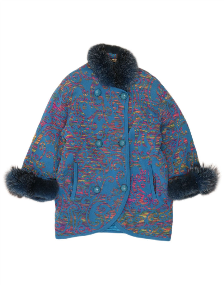 STIZZOLI Γυναικείο πλεκτό διπλό παλτό UK 20 2XL Blue Paisley