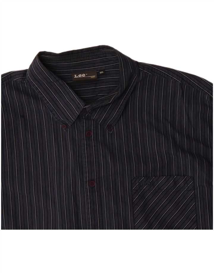 Lee Ανδρικό Πουκάμισο 2XL Navy Blue ριγέ βαμβακερό
