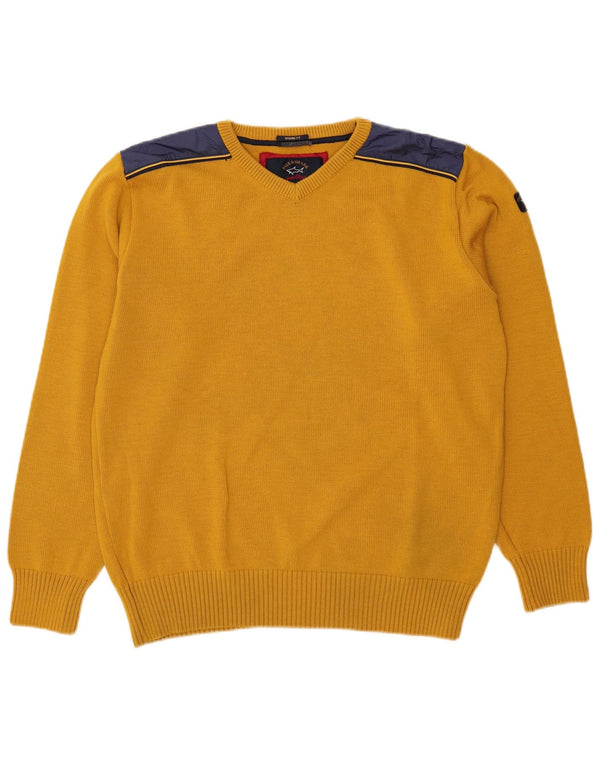 Paul & Shark Ανδρικό πουλόβερ με λαιμόκοψη 2XL κίτρινο μαλλί