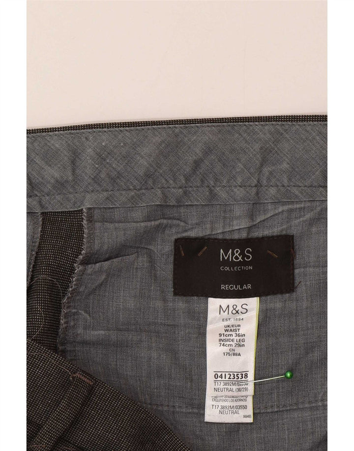 Ανδρικό κανονικό παντελόνι Marks & Spencer W36 L29 Grey Check Polyester