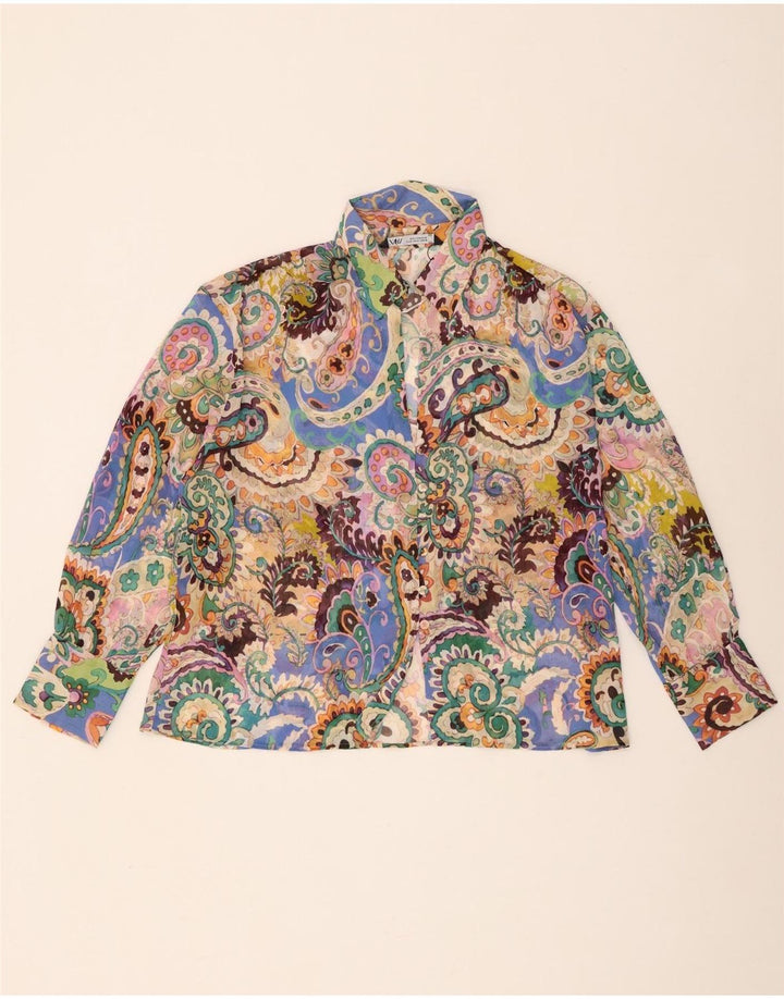 Zara Γυναικείο πουκάμισο Oversized Μπλούζα UK 14 Medium πολύχρωμο Paisley