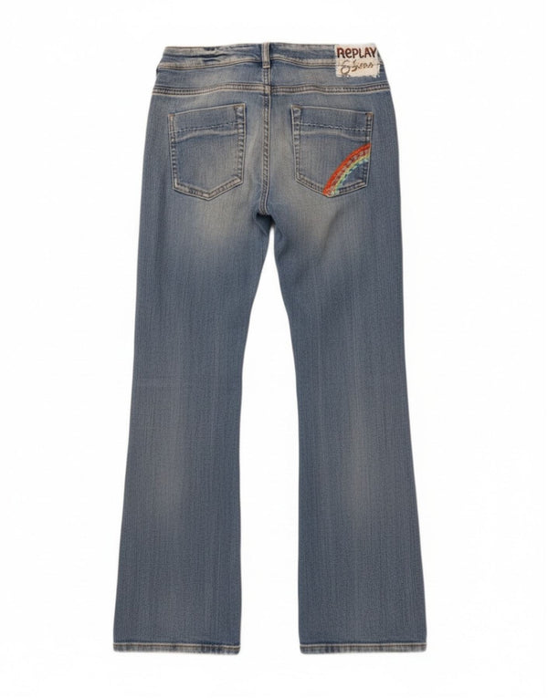 Replay and Sons Girls Bootcut Jeans 15-16 ετών W28 L30 Μπλε βαμβακερό