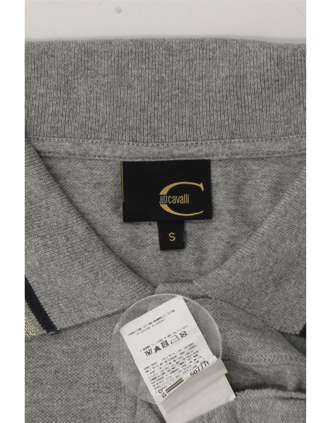 JUST CAVALLI Γυναικείο μακρυμάνικο μπλουζάκι πόλο UK 10 μικρό γκρι βαμβακερό